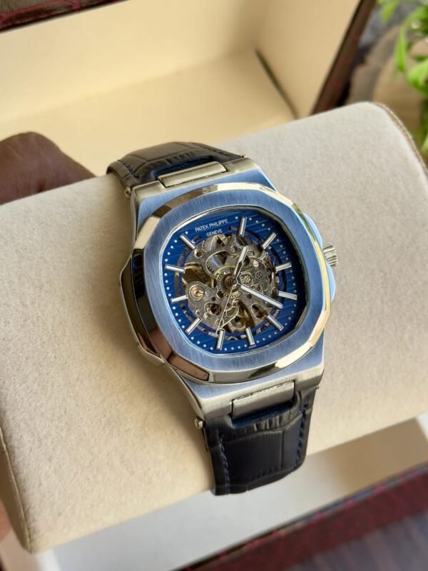 Patek Phillipe Skeleton Automatic With Premium Leather Strap Watch - Image 4