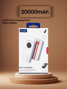 10000mAh Fast Charging Power Bank With In Built Cable