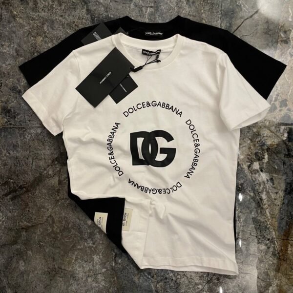D&G Round Neck Printed Cotton T-shirt - Image 2
