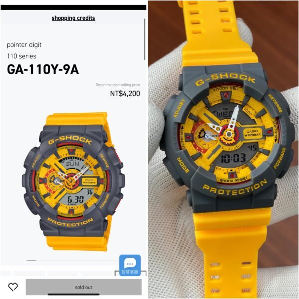 Casio G-Shock GA-110Y-9ADR Analog-Digital Watch With a Yellow Resin Strap - Image 5