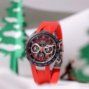 TAG Heuer Carrera Chronograph Extreme Sport Watch With a Skeletonized Dial and a Red Rubber Strap