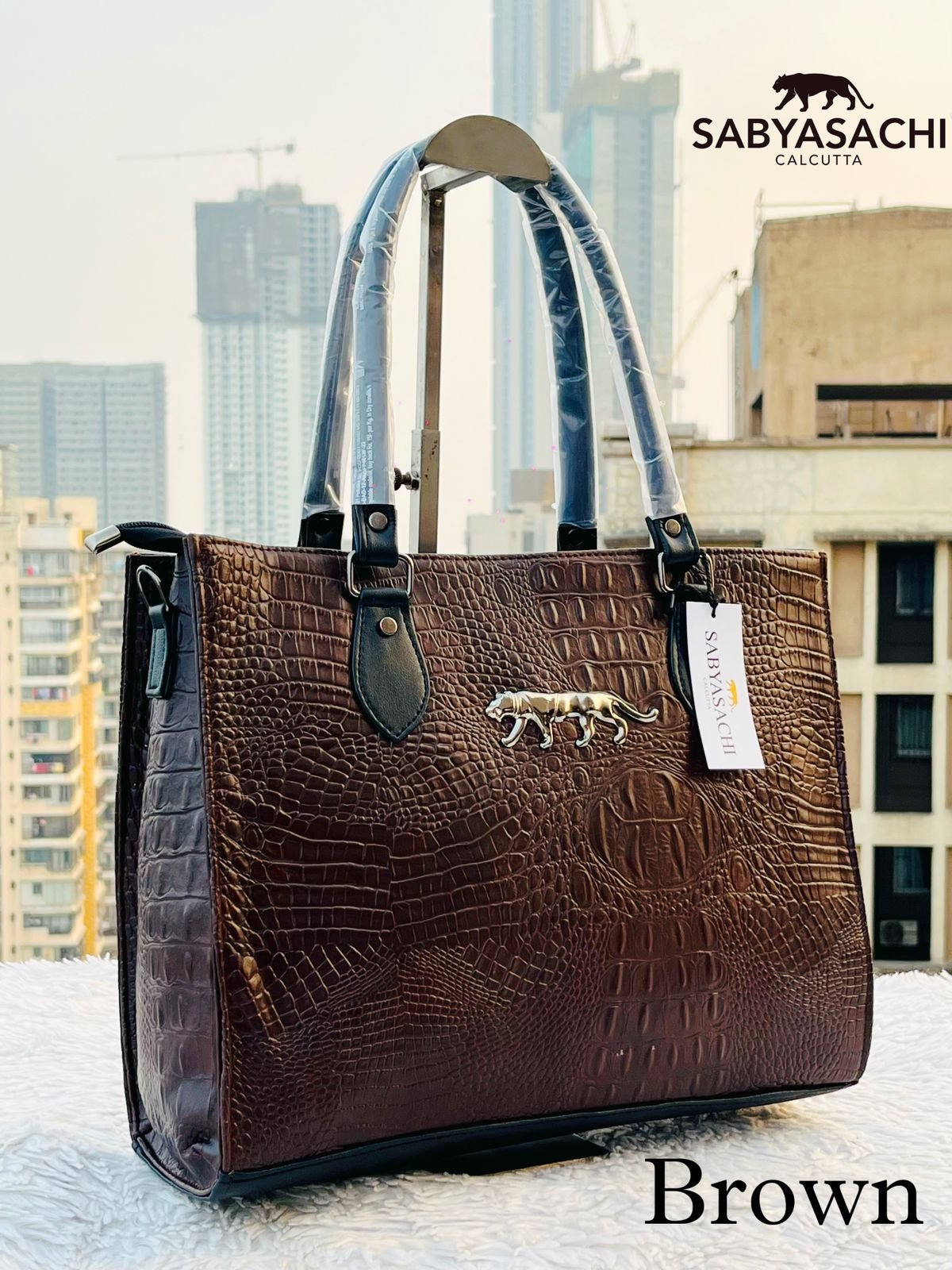 Saybachi New Crocodile Leather Office And Travel Tote Bag - Image 6