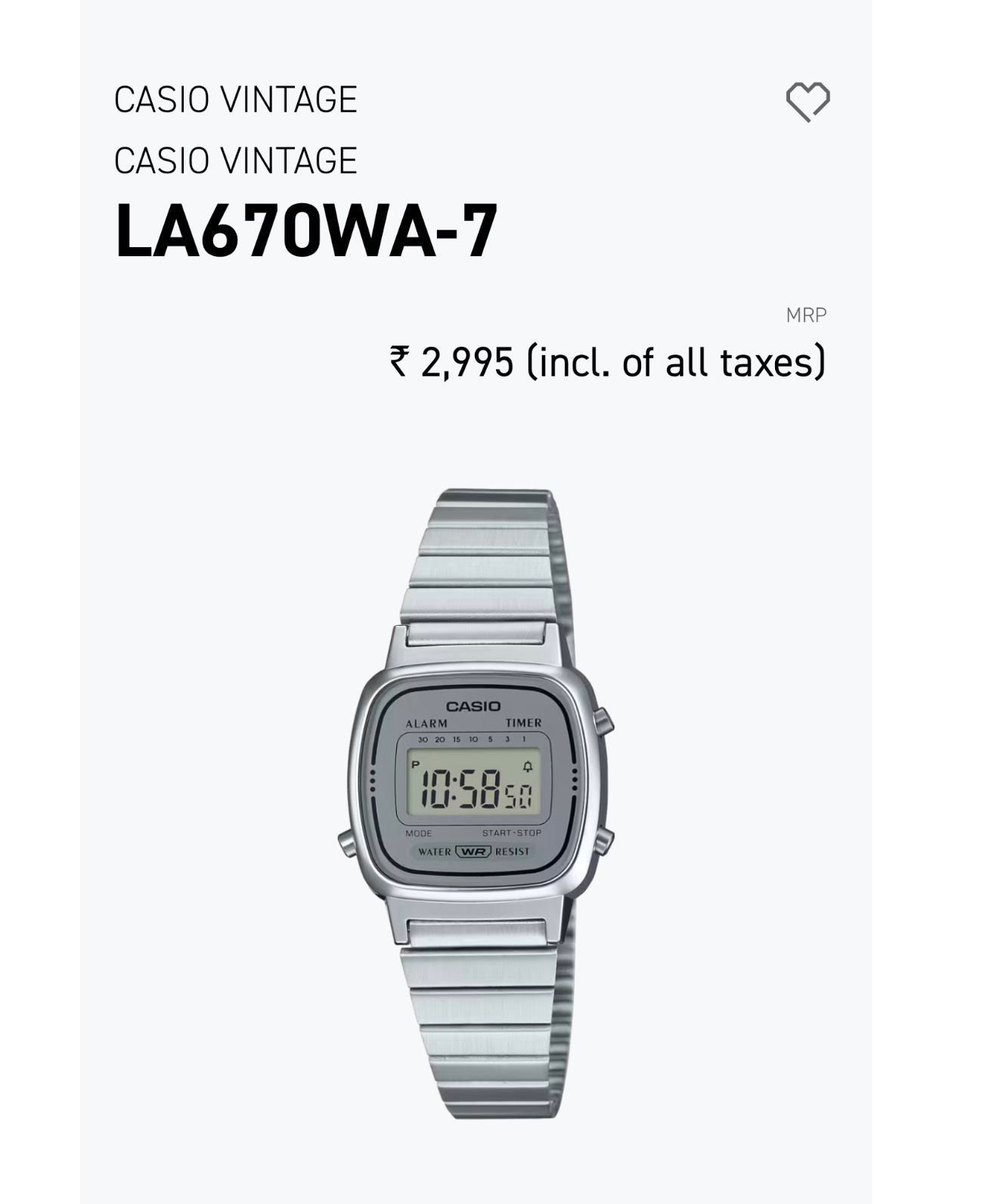 Casio Vintage LA670WA-7 For Girls